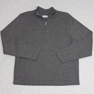 Davis & Squire 100% Extra Fine Merino Wool Sweater Size Large 1/4 Zip
